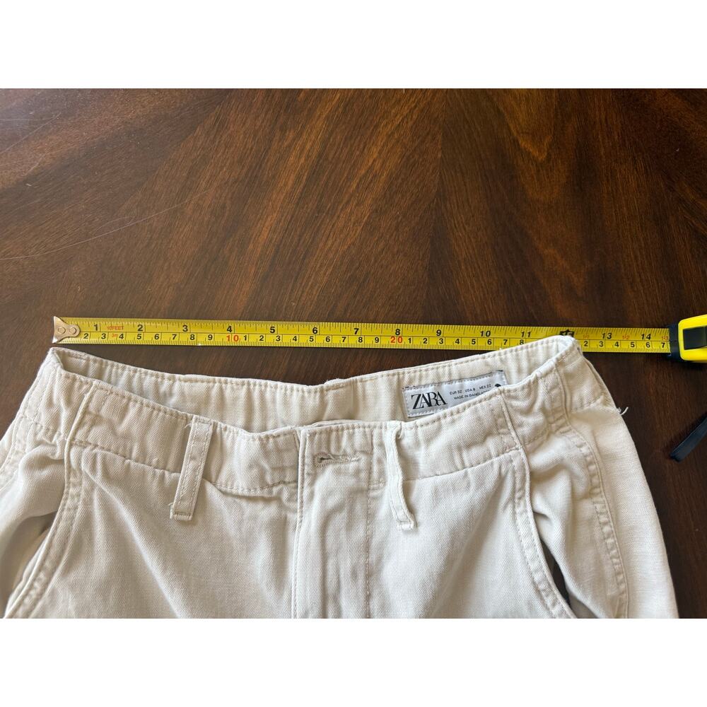 Zara Womens Cargo Pants Size 0 Bone Mid Rise Gorpcore Utility Outdoor Camping - Picture 4 of 9